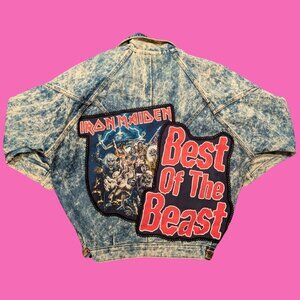 Iron Maiden, Best of the Beast Upcycled Denim Jacket Size M-L for Women
